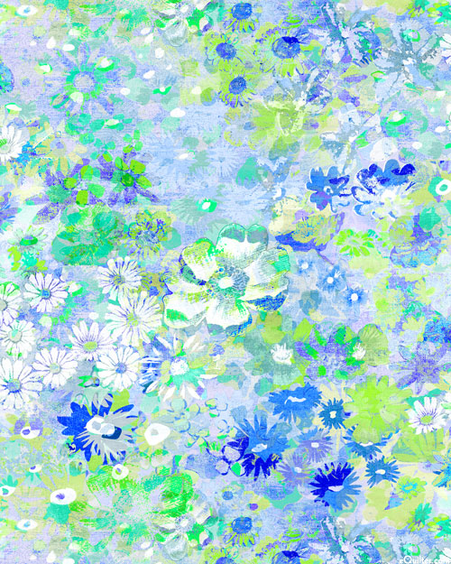 Perennial - Psychedelic Flower Garden - Cloud - 108" QUILT BACK