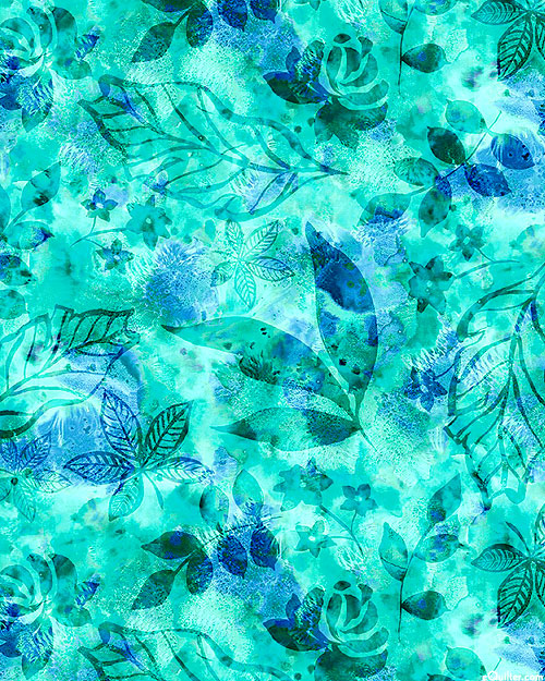 Botanics - Leafy Wave - Seaglass Green - 108" QUILTBACKING