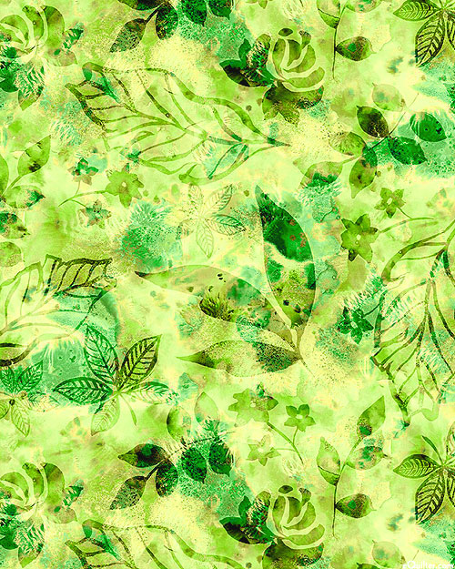 Botanics - Leafy Wave - Celery Green - 108" QUILTBACKING