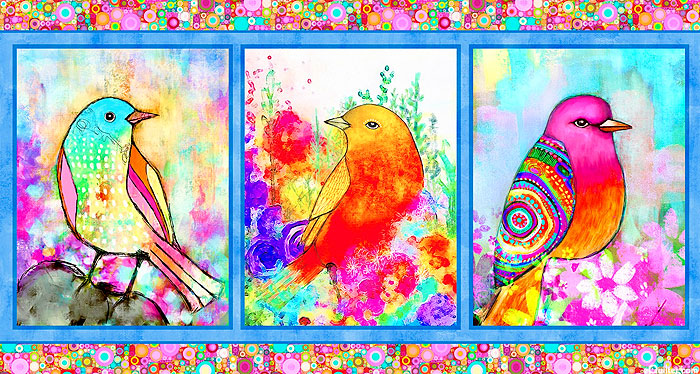 Songbird Serenade - Watercolor Panel - Multi - 24" x 44" PANEL