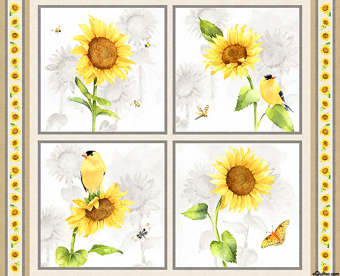 Sunflower Field - Pollinator Squares - 36" x 44" PANEL