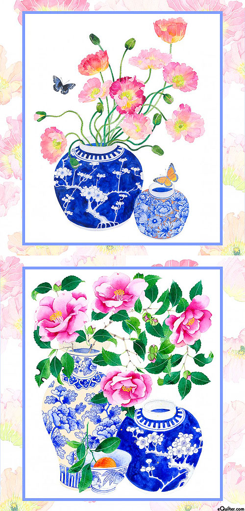 Springtime Happiness - China & Blossoms - 24" x 44" PANEL