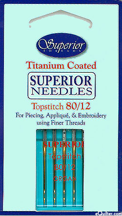 Superior Threads Titanium Coated Topstitch Needles - Size 80/12