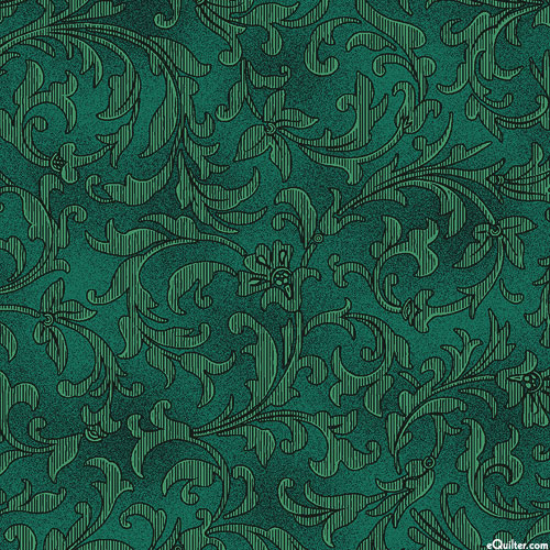 Floral Fantasy - Antique Scroll - Juniper Green