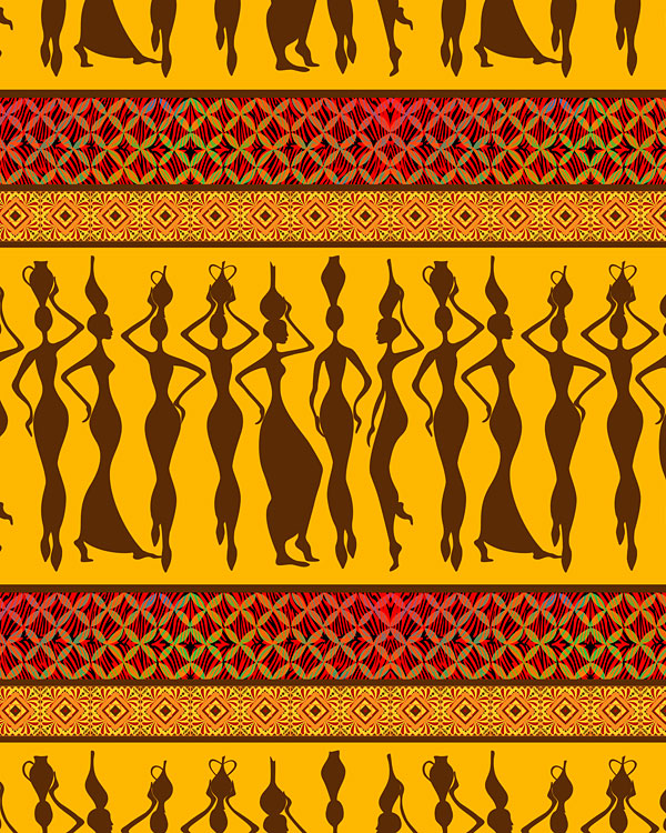 African Silhouettes Stripes - Saddle Tan - DIGITAL PRINT