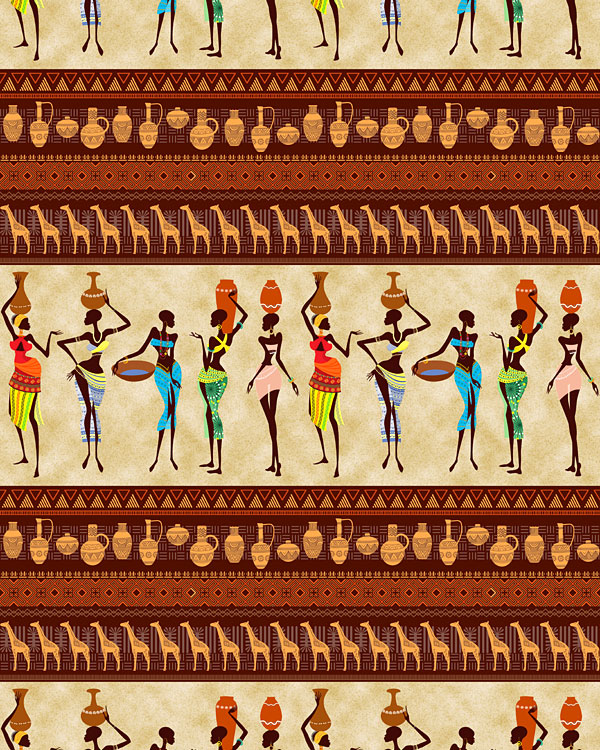 African Women Stripe - Toast Brown - DIGITAL PRINT