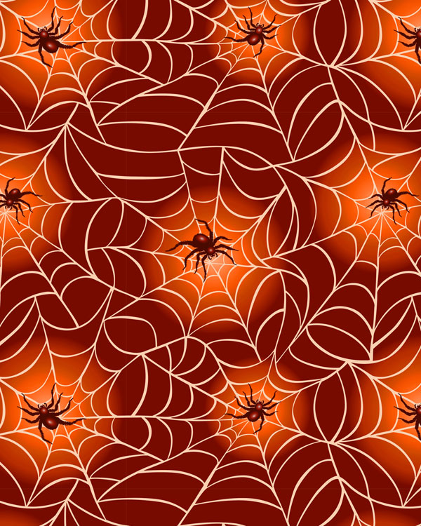 Spiders with Webs - Persimmon - DIGITAL PRINT