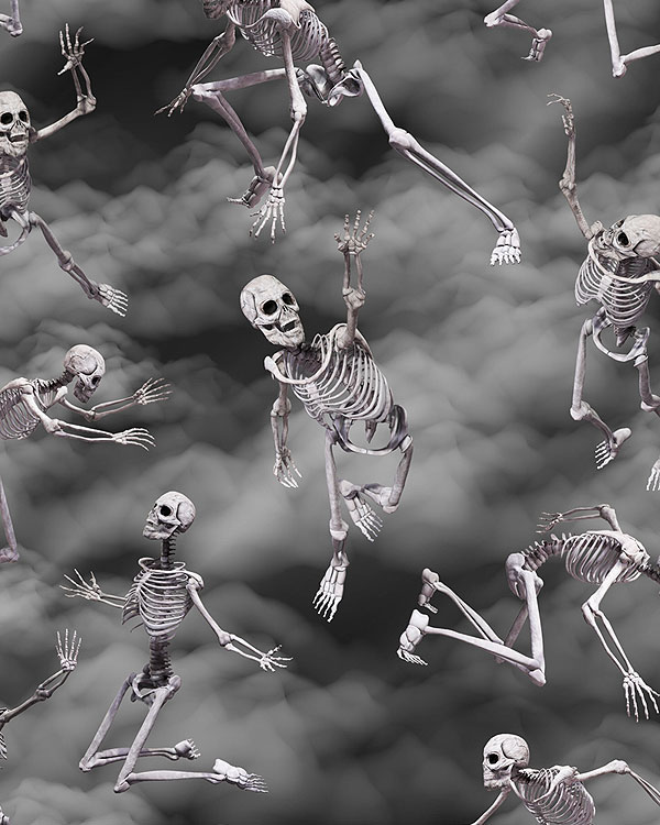 Skeletons in Action - Pewter Grey - DIGITAL PRINT