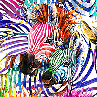 Safari Adventure - Colorful Zebras - Multi - DIGITAL PRINT