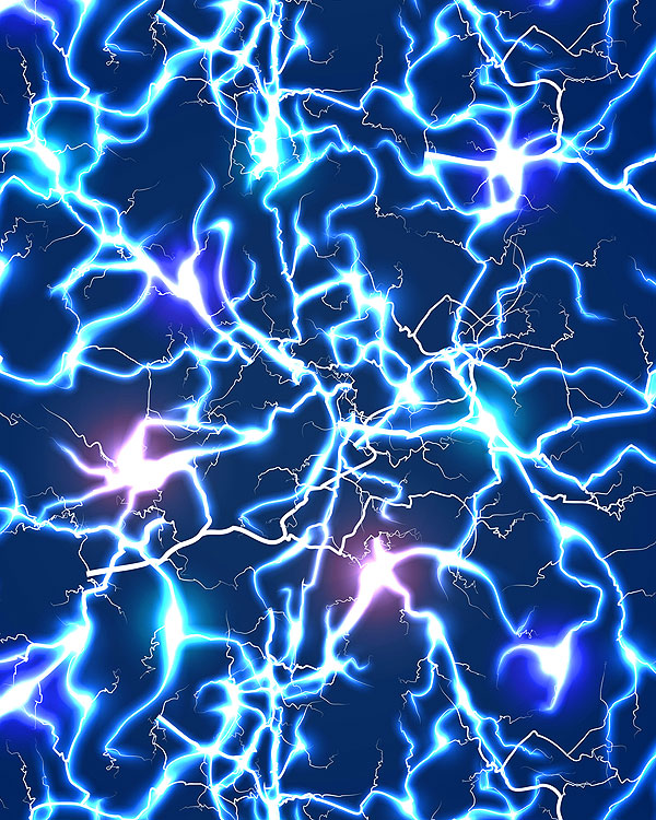 Electric Blue Lightning - Indigo - DIGITAL PRINT