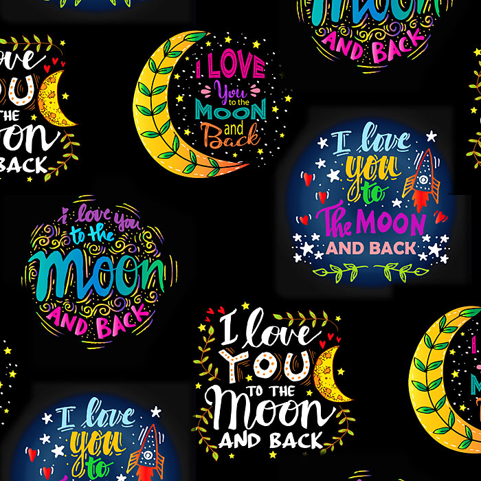 I Love You to the Moon and Back - Black - DIGITAL PRINT