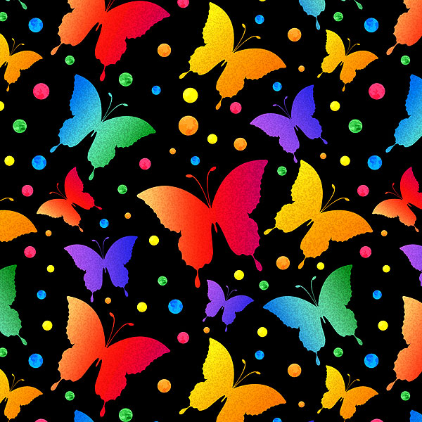 Rainbow Butterflies - Flat Black - DIGITAL PRINT