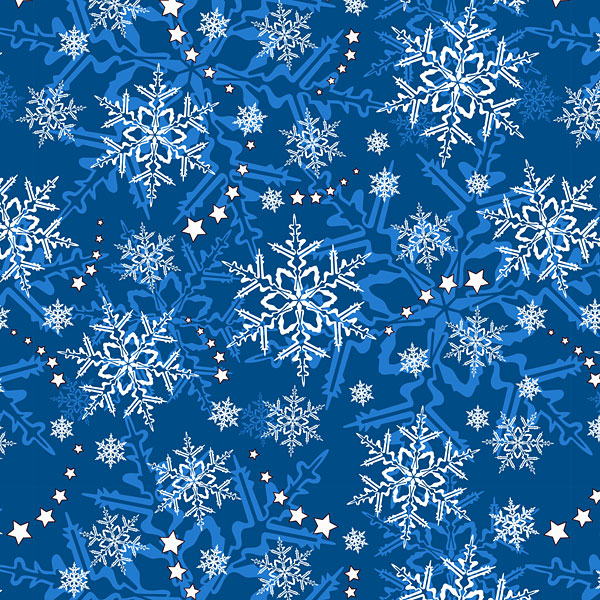 Snowflakes and Stars - French Blue - DIGITAL PRINT
