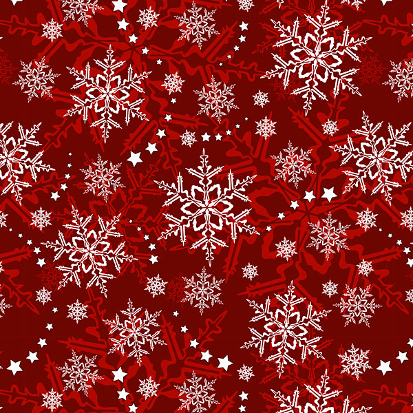 Snowflakes and Stars - Wine Red - DIGITAL PRINT