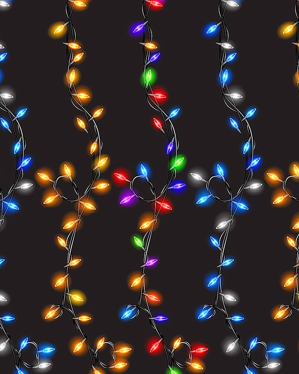 Christmas Tree Lights - Flat Black - DIGITAL PRINT