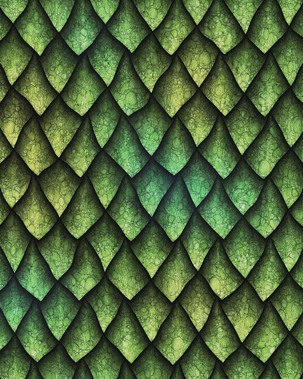 Dragon Scales Blue - Scaled Up View - Fern Green - DIGITAL