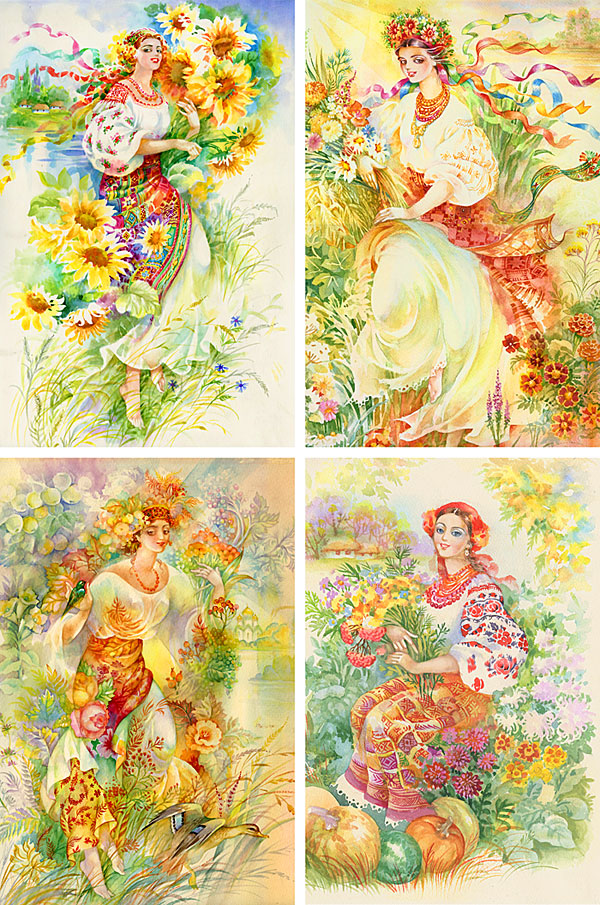 Ukraine Garden Goddesses - 29" x 44" PANEL - DIGITAL PRINT