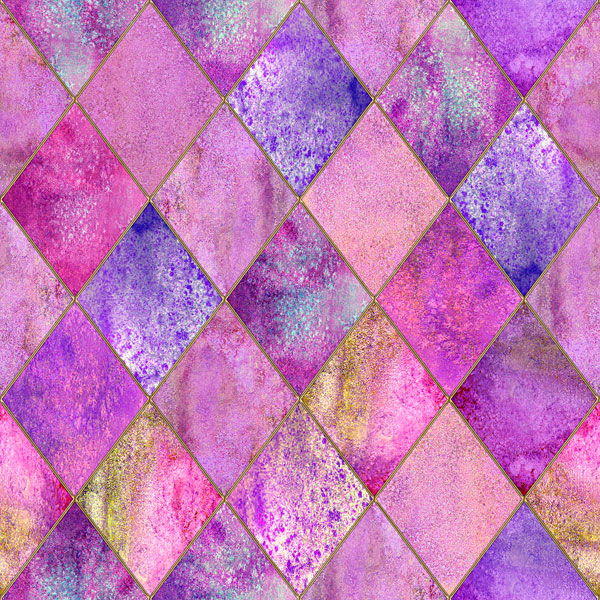Stained Glass Window - Watercolor Argyle - Lavender - DIGITAL