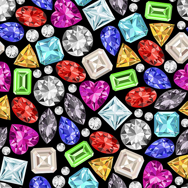 Precious Gemstones - Black - DIGITAL PRINT