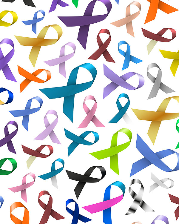 Cancer Ribbons - Tossed Ribbons LARGE - White - DIGITAL