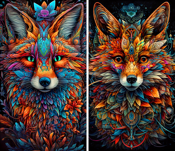 Mysterious Red Foxes - Multi - 37" x 44" PANEL