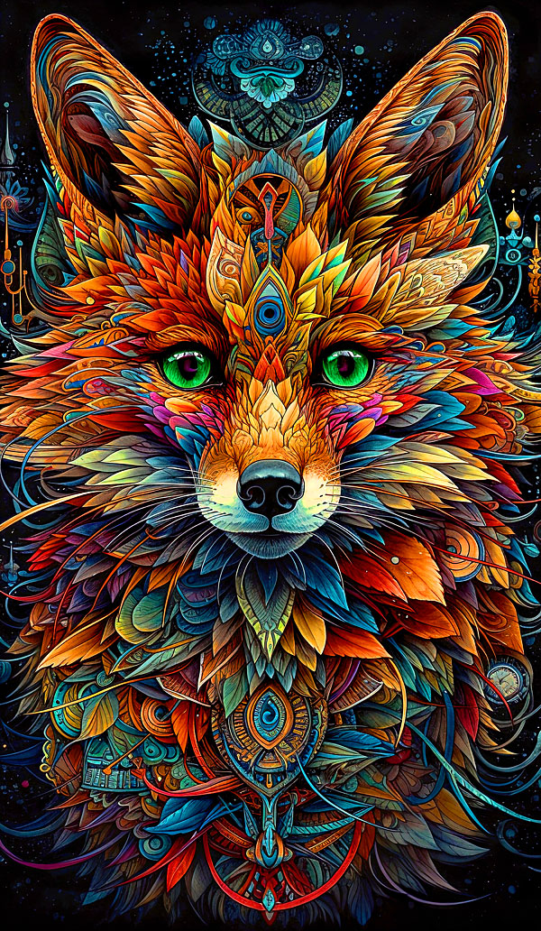 Mysterious Red Fox 1 - Multi - 25" x 44" PANEL