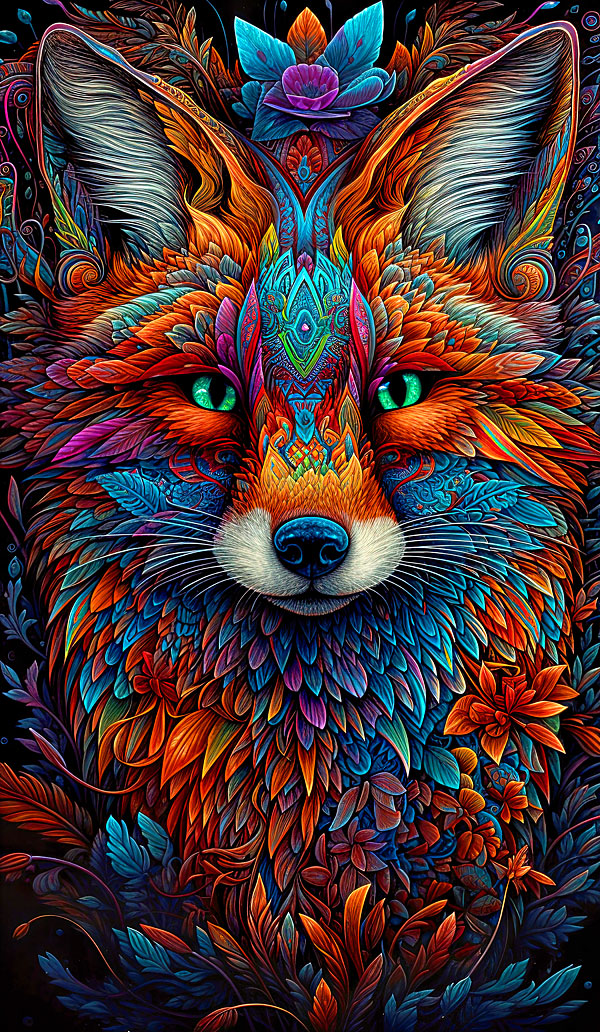 Mysterious Red Fox 2 - Multi - 25" x 44" PANEL