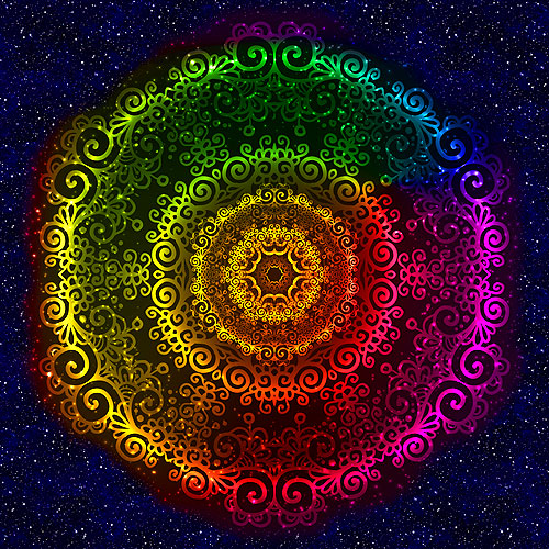 Love Your Mother - Rainbow Mandala - DIGITAL 43" x 44" PANEL