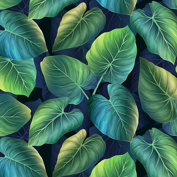 Tropical Leaves - Midnight Blue - DIGITAL