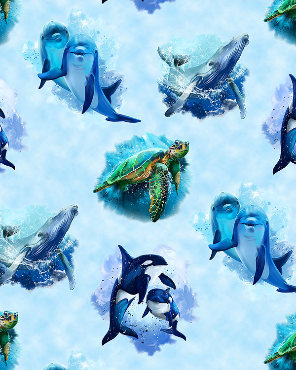 Ocean Wonders - Cetaceans & Sea Turtles - Powder Blue