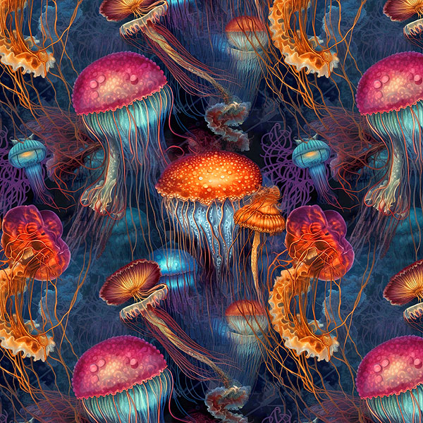 Vibrant Jellyfish - Nautical Blue - DIGITAL