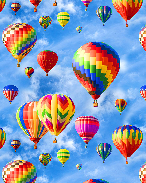 Hot Air Balloons - Sky Blue - DIGITAL PRINT