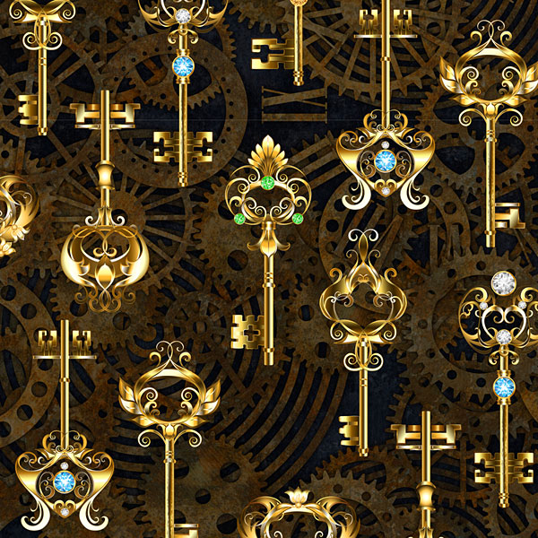 Ornate Steampunk Keys - Espresso Brown - DIGITAL