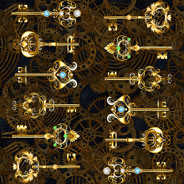 Steampunk Keys in Rows - Espresso Brown - DIGITAL