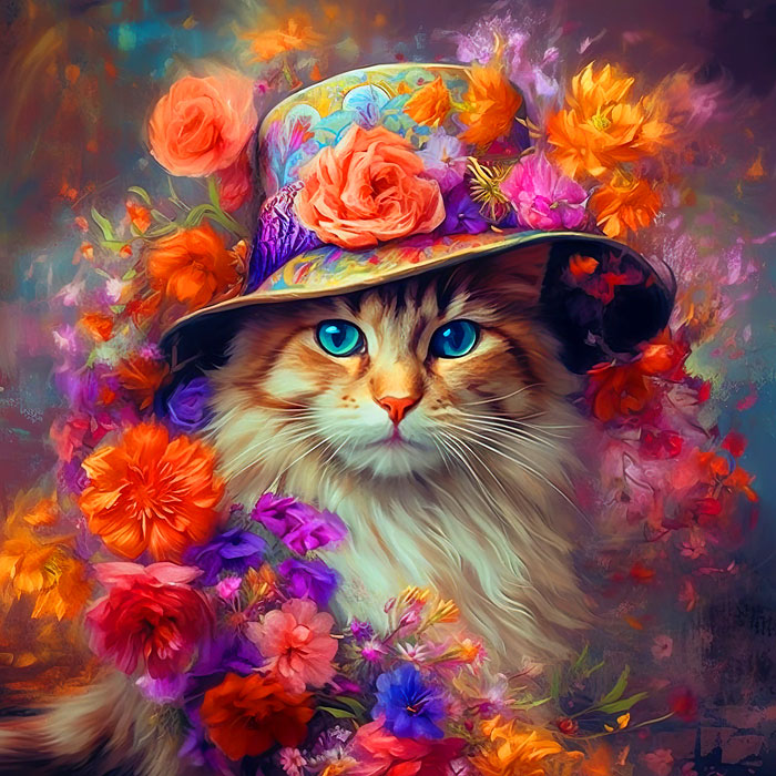 Kitty Floral - Scarlet - 43" x 44" PANEL