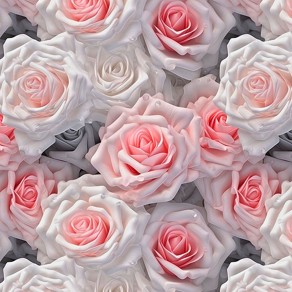 Pink & White Roses - Silver Gray - DIGITAL