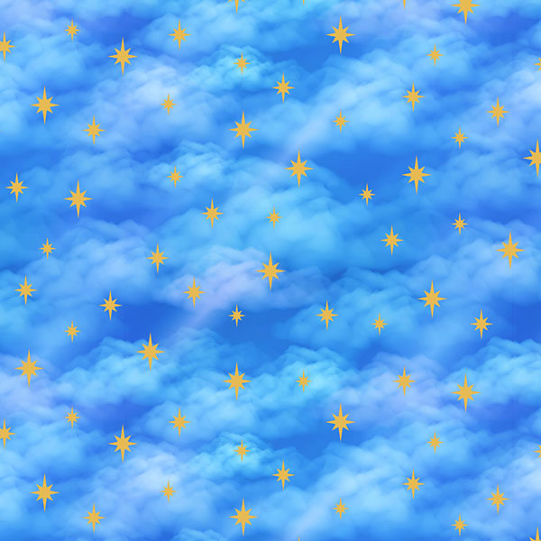 Stars on Clouds - Cotton Candy Blue - DIGITAL PRINT