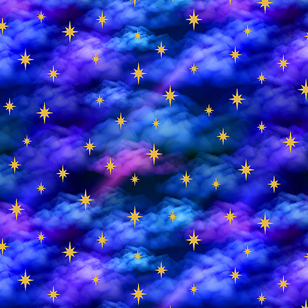 Stars on Clouds - Navy/Dk Purple - DIGITAL PRINT