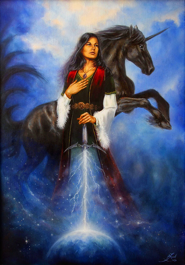 Mystical Woman and Mighty Companion - 31" x 44" PANEL