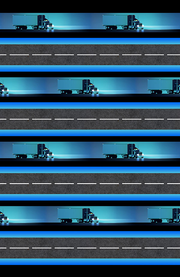 Trucks on the Pavement - Cobalt Blue - DIGITAL PRINT