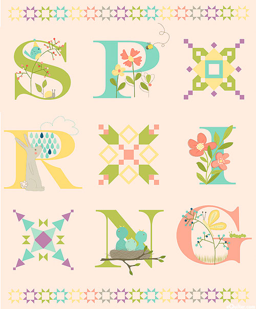 Hello Spring - Seasonal Song - Buttercreme - 37" x 44" PANEL