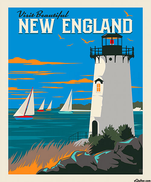 Destinations 4 - New England - Royal Blue - 36" x 44"