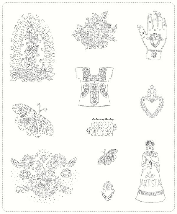 Eleanor - Embroidery Motifs - 58" x 36" PANEL - COTTON/LINEN