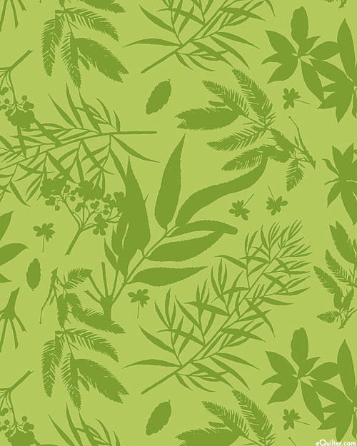 Floral Gardens - Leaf Silhouettes - Bamboo Green