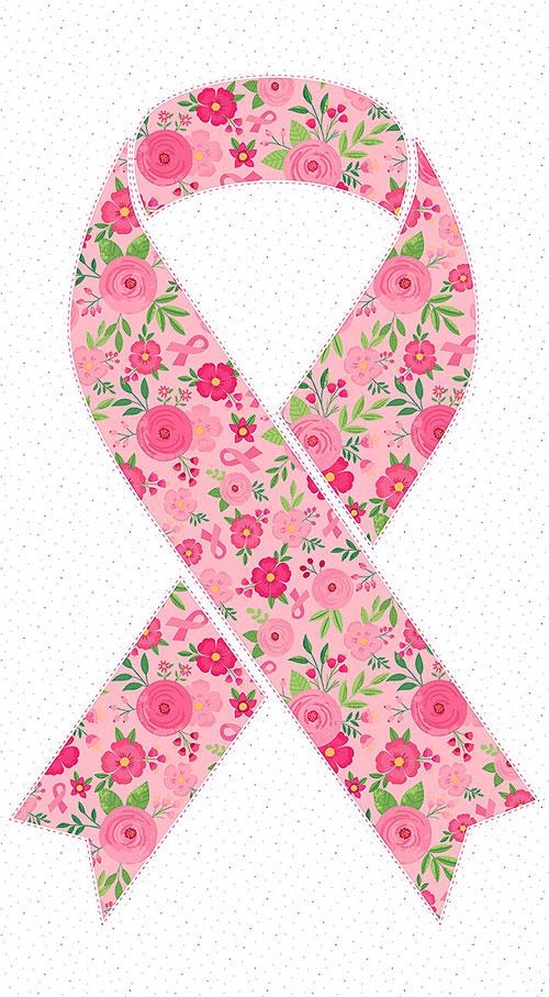 Strength In Pink - Floral Pink Ribbon - 24" x 44" PANEL