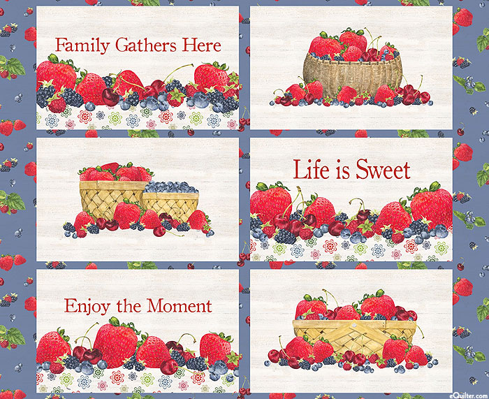 Monthly Placemats - Berry Delicious - Denim - 37" x 44" PANEL