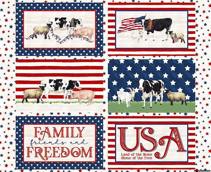 Monthly Placemats - American Farm - White - 37" x 44" PANEL