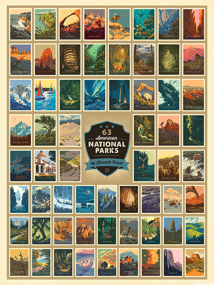 National Parks - Wanderlust Poster - Oak Brown - 54" x 72" PANEL