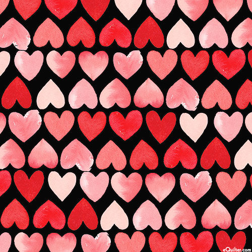 My Valentine - Watercolor Hearts - Black
