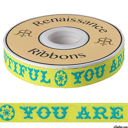 You Are Beautiful - 5/8" Ribbon - Chartreuse Green